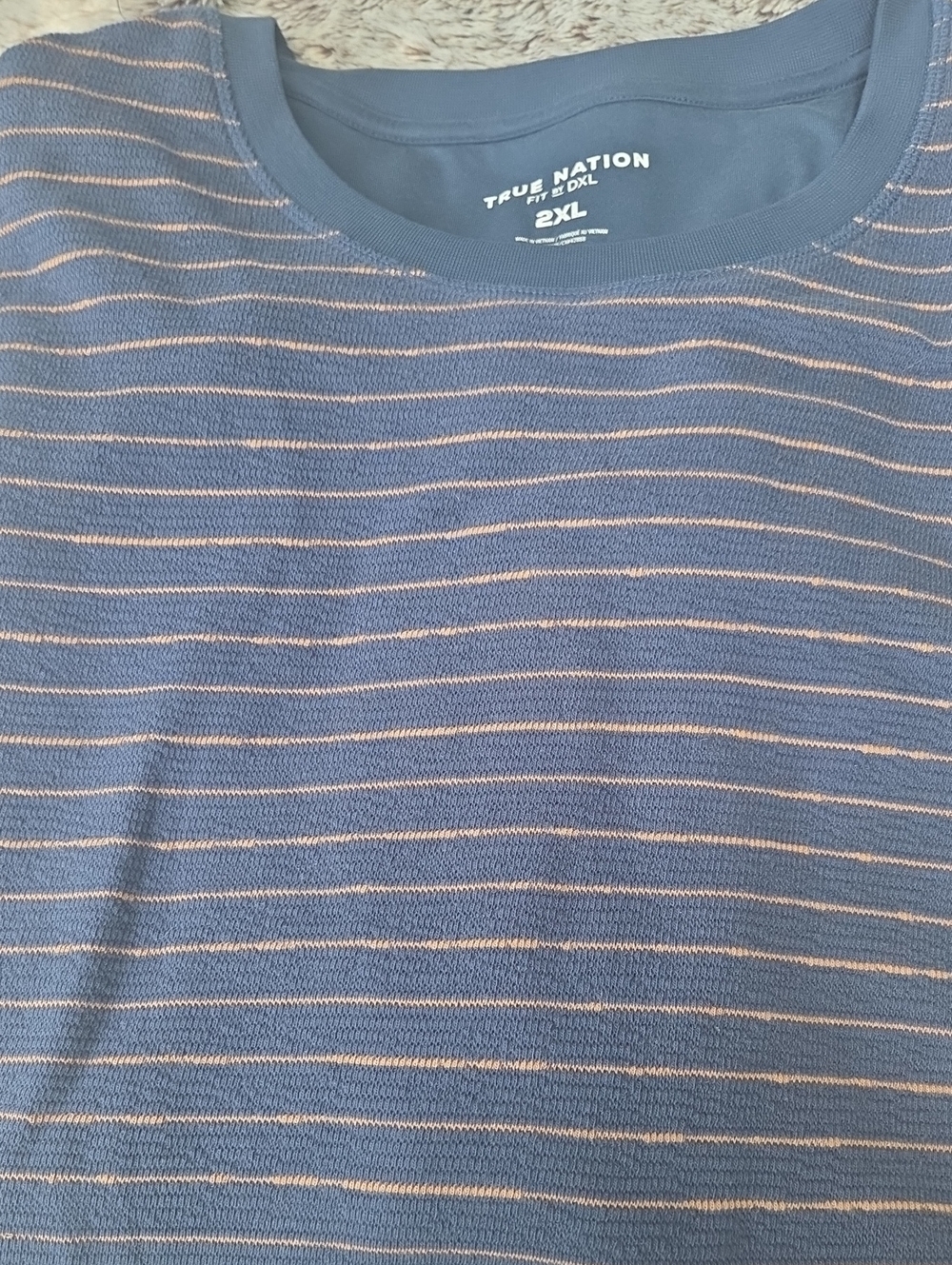 True Nation Blue long Sleeve light sweater with beige Stripes - 2XL